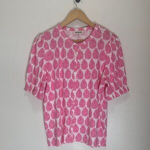 Boden Pink and White Women's Top, Size 12